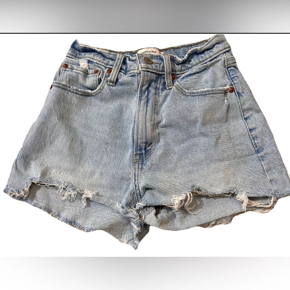 Abercrombie & Fitch Mom Shorts Hi Rise Denim Curve Love 25/0 Distressed Y2K Boho
